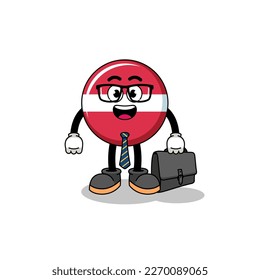 latvia flag mascot as a businessman , character design