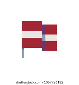 Latvia flag national symbol country pixel art icon isolated vector illustration. 8-bit sprite. Design stickers, logo, mobile app.
