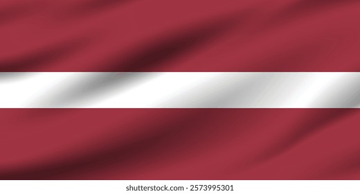 Latvia flag official colors and proportion digital vector illustration. Pleated flag.