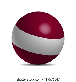 Latvia flag on a 3d ball with shadow