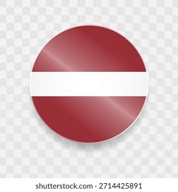 Lettland Flagge auf Knopfdruck glänzend Glas