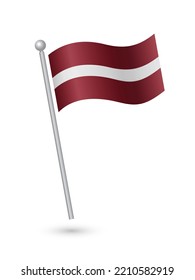 Latvia flag on pole waving in the wind vector illustration