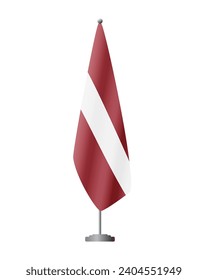 Latvia flag on flag stand for official meetings, transparent background, vector