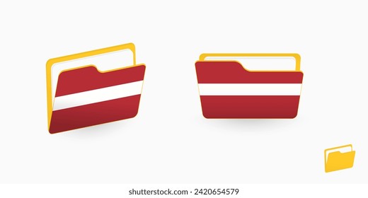 Latvia flag on two type of folder icon. Vector illustration.