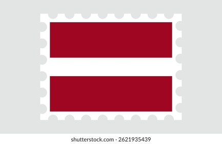 latvia flag postage stamp isolated on gray background.