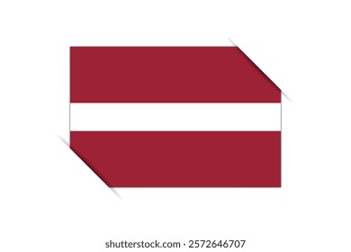 Latvia flag - rectangle colorful flag representing a country cultural identity and heritage. The essence of national pride and unity. Attached by the corners in a paper album