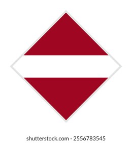 latvia flag - rhombus shape icon on white background	