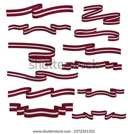 latvia flag ribbon vector template set