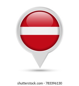 Latvia Flag Round Pin Vector Icon - Illustration
