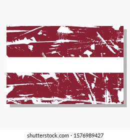 Latvia flag with scratches and shadow in vector