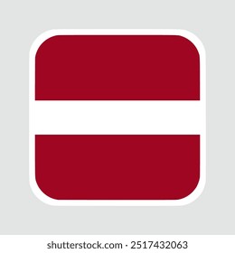 latvia flag square flat vector with rounded corners and white border, vector illustration
