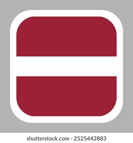 Latvia flag square flat vector with rounded corners and white border, vector illustration