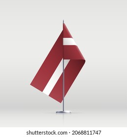 Latvia flag state symbol isolated on background national banner. Greeting card National Independence Day of the Republic of Latvia. Illustration banner with realistic state flag.