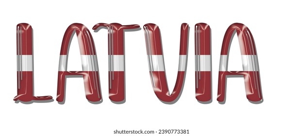 LATVIA flag text font, 3D LATVIA flag colorful background, LATVIA flag vector illustration