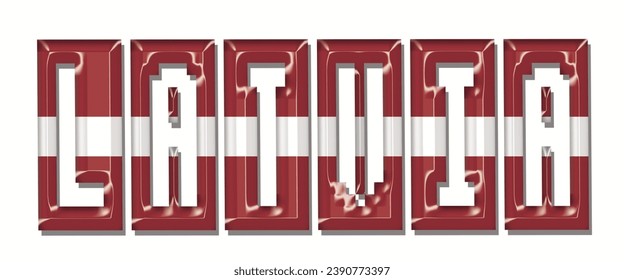 LATVIA flag text font, 3D LATVIA flag colorful background, LATVIA flag vector illustration