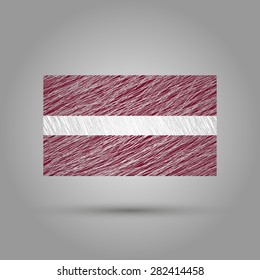 Latvia flag with transparent background. Scratched texture.