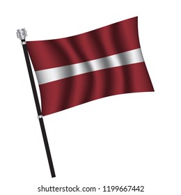 Latvia flag , flag of Latvia waving on flag pole, vector illustration EPS 10.