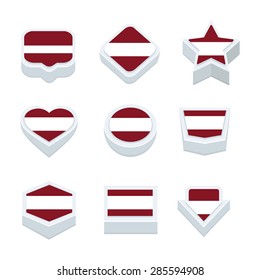 latvia flags icons and button set nine styles