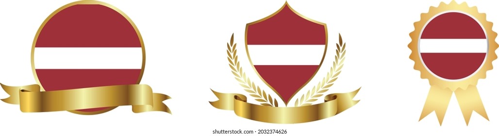 Latvia flags. Symbols of countries map