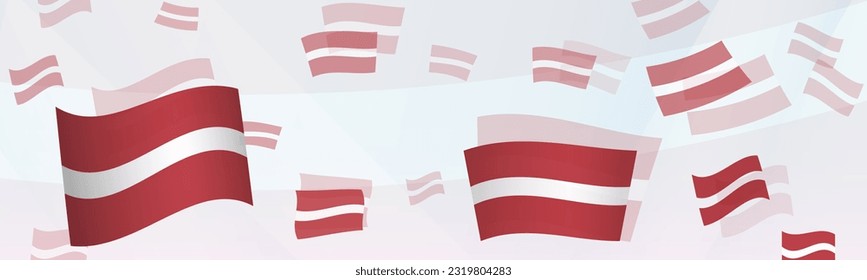 Latvia flag-themed abstract design on a banner. Abstract background design with National flags. Vector illustration.