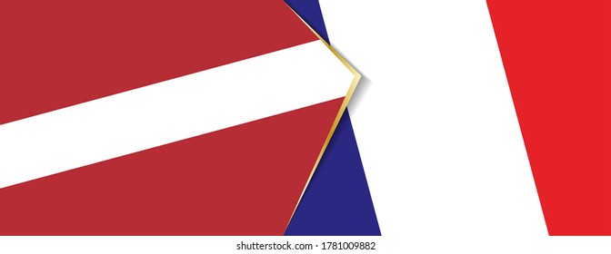 Latvia and France flags, two vector flags symbol of relationship or confrontation.