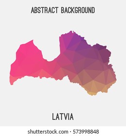 Latvia in geometric polygonal style.Abstract tessellation,modern design background. Vector illustration