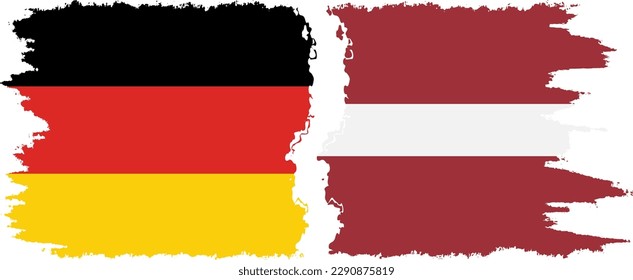 Latvia and Germany grunge flags connection, vector