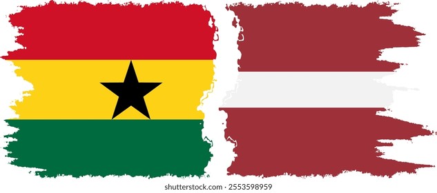 Latvia and Ghana grunge flags connection, vector