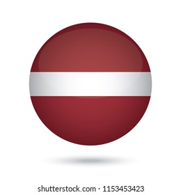 Latvia glossy round button. Vector Illustration EPS10.