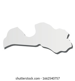 Latvia - grey 3d-like silhouette map of country area with dropped shadow. Simple flat vector illustration.