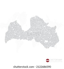 Latvia grey map isolated on white background with abstract mesh line and point scales. Vector illustration eps 10