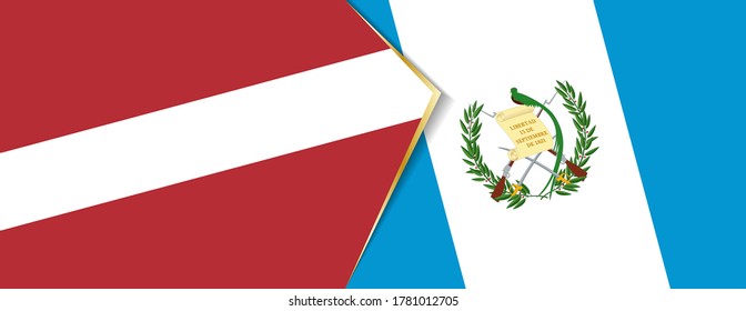 Banderas de Letonia y Guatemala, dos banderas vectoriales símbolo de relación o enfrentamiento.