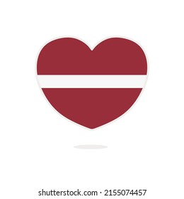 Latvia heart flag isolated on white background. Flag of Latvia in the shape of a heart. Flag of Latvia vector illustration