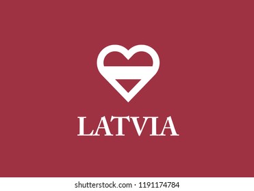 Latvia heart shape love symbol national flag country emblem