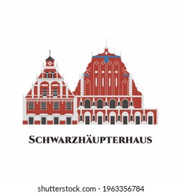 Schwarzhäupterhaus in Latvia. House of the Blackheads is a building situated in the old town of Riga, Latvia. One of the greatest is the old town Hall Square. Worth to visit. Flat vector illustration