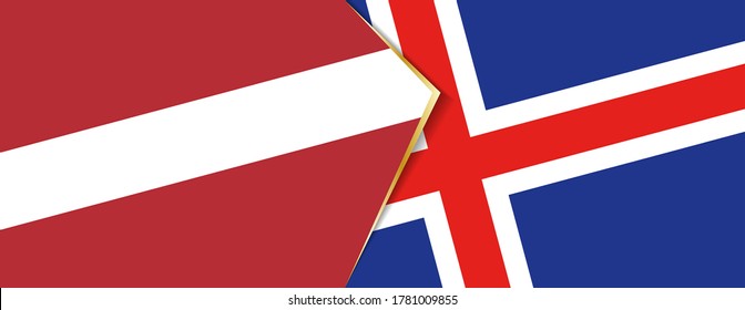 Banderas de Letonia e Islandia, dos banderas vectoriales símbolo de relación o enfrentamiento.