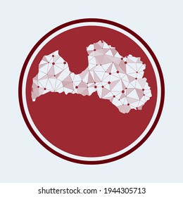 Latvia icon. Trendy tech logo of the country. Geometric mesh round design. Technology, internet, network, telecommunication concept. Vector illustration.