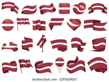 Iconos de Letonia establecen el vector de dibujos animados. Día del campo. Cultura de la celebración