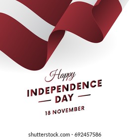 Latvia Independence Day. 18 November. Waving flag. Vector illustration.