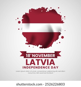 Latvia Independence Day Celebrating Flag with Grunge Brush Paint Style Background