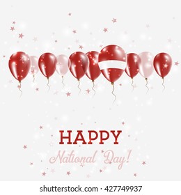 Latvia Independence Day Sparkling Patriotic Poster. Happy Independence Day Card with Latvia Flags, Confetti, Stars, Bokeh and Glitter.