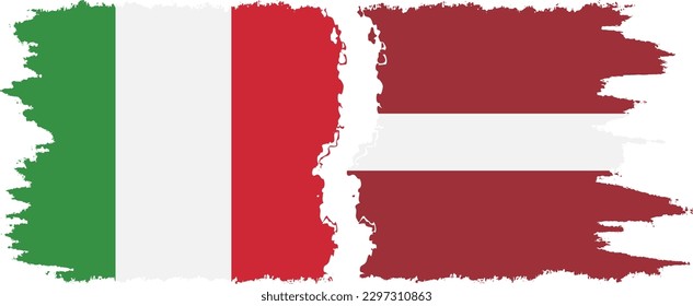 Latvia and Italy grunge flags connection, vector