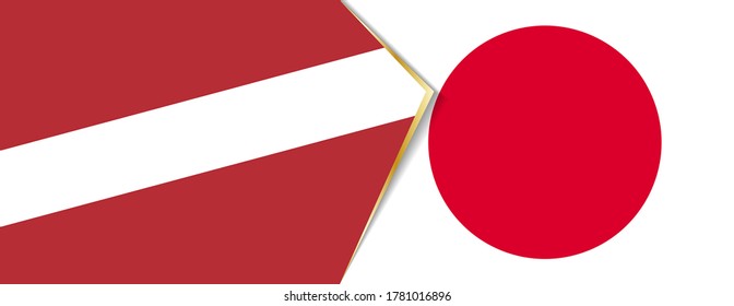 Latvia and Japan flags, two vector flags symbol of relationship or confrontation.