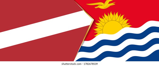 Banderas de Letonia y Kiribati, dos banderas vectoriales símbolo de relación o enfrentamiento.