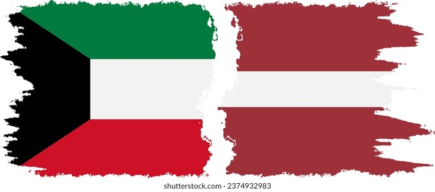 Conexión de banderas de grifo de Letonia y Kuwait, vector