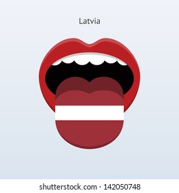 Latvia language. Abstract human mouth. Vector illustration.