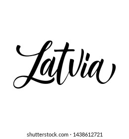 Latvia. Lettering. Vector illustration. Perfect design for greeting cards, posters, T-shirts, banners print invitations