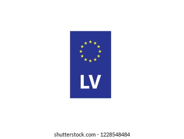 Latvia license plate car automobile European Union banner