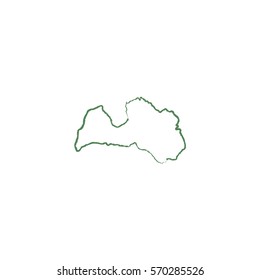 Latvia line map. Vector icon.