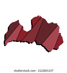Latvia map 3d realistic design on blue. Concept for a symbol, use on banners, in typography. Latvia country map template in 3d view, excellent vector illustration for the wall.